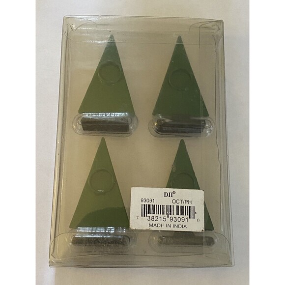 2 DII Design Imports Mini Christmas Trees Flat Metal Glossy Enamel 4 Pack - Picture 4 of 9